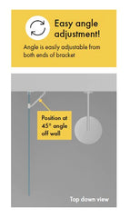 Adjustable Shower Screen Support arm, SMALL ARM BRACKET - BRUSHED BRASS/GOLD