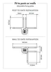 Kwik Fit and Aluminium hinge pair ADJUSTABLE TENSION