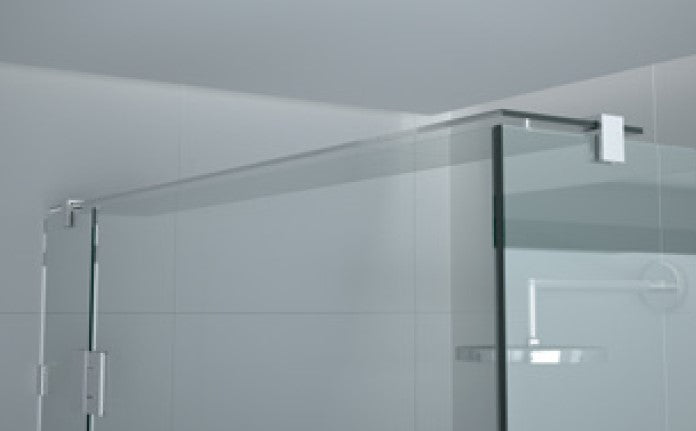 8mm glass brace bracket SMALL - SQUARE EDGE for frameless glass shower screen header bars