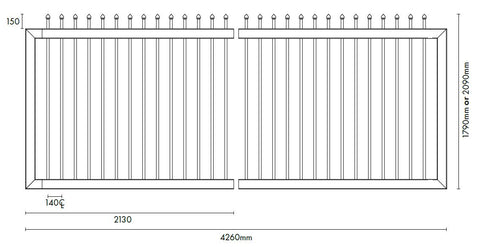 Zeus steel sliding gate kit 1790MM or 2090MM H x 4260mm W