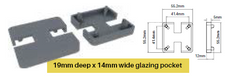 Offset two way notched cap - extended lip - semi frameless pool fencing