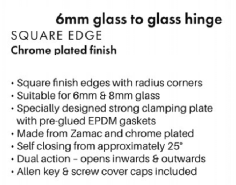 Frameless Shower Door Hinge for 6mm and 8mm Glass