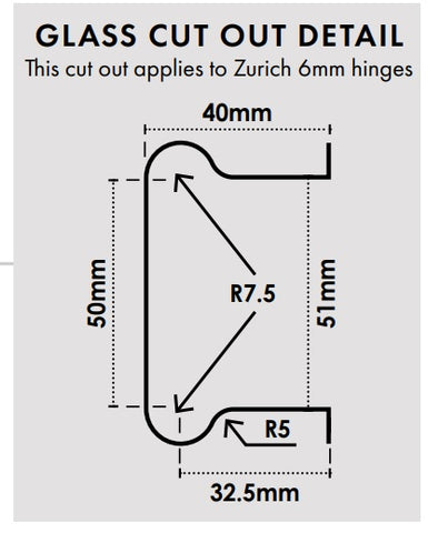 Zürich 6mm wall to glass hinge SQUARE EDGE Black