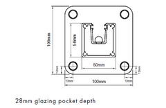 One way deluxe base plated post - semi frameless pool fencing - Image 1