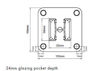 Two way deluxe base plated post - semi frameless pool fencing - Image 1