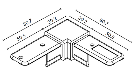 NANORAIL® 25X21MM - 90º DEGREE JOINER - WHITE