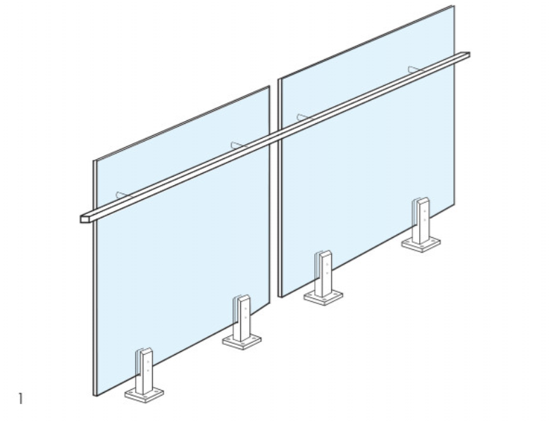 970mm high  12MM TOUGHENED HEAT SOAKED GLASS SUITABLE FOR USE WITH EURO & SOLO HANDRAILS