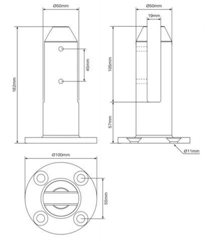 Pool Fence / Balustrade Spigot, Stainless SS2205, core drill or base plate.