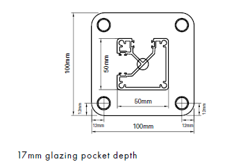90 Degrees corner base plated post - semi frameless pool fencing - Image 1