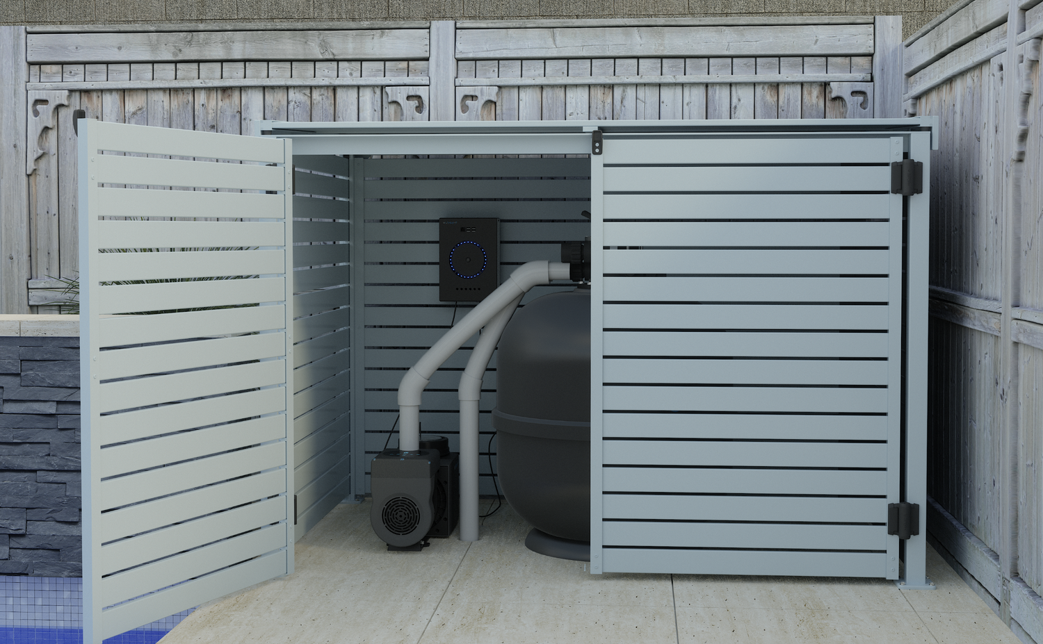 Pool Pump Storage, Aluminium Slat Storage Closure, Bin Storage, Choose your size and colour