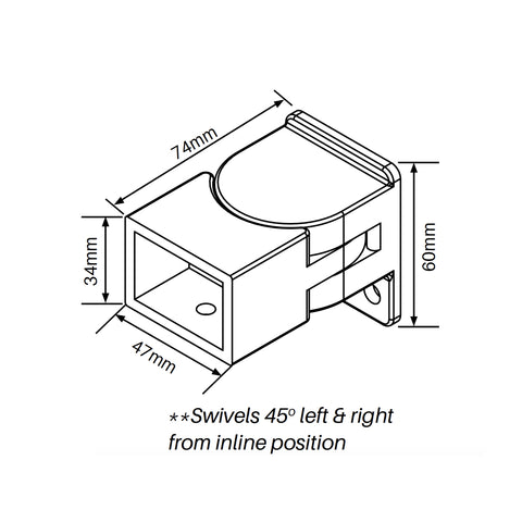 Horizontal Swivel Bracket POWDER COATED ALUMINIUM Single Fencing Bracket