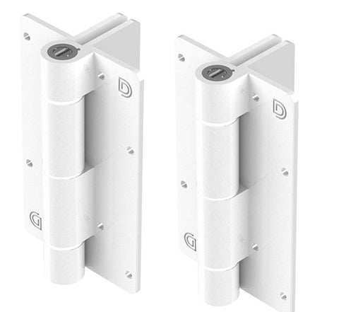 White Kwik Fit® Aluminium hinge pair ADJUSTABLE TENSION