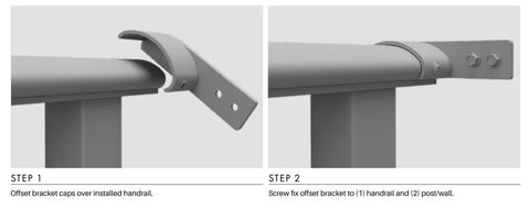 Aluminium Offset Handrail Bracket - 2 Pack - 1 x Left & 1 x Right