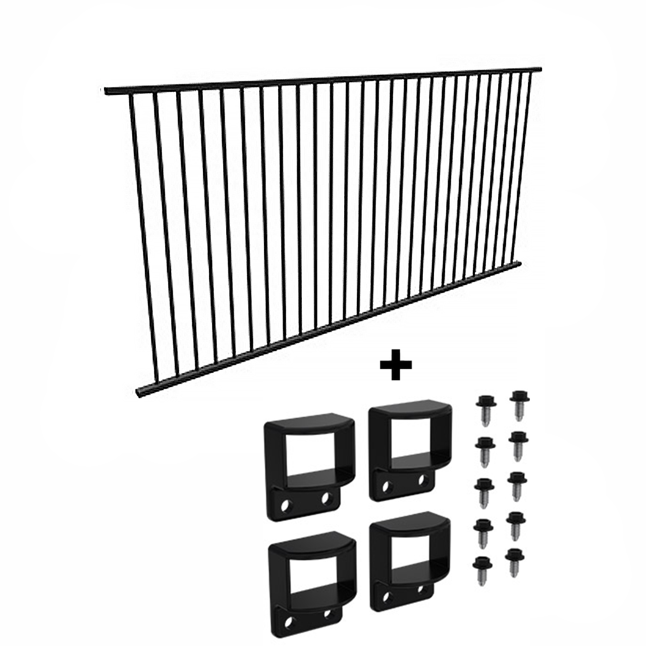 Panel + Fittings Package Deal - Pool Fence Panel PLUS Fittings Set - Aluminium. - 2.45m x 1.2m high - Image 1