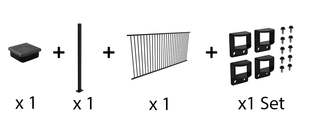 Aluminium Pool Fence Package Deal - Includes 1 x 2.45m Aluminium Pool Fence Panel, 1 x 1.8m Post & 1 x Fittings Set!