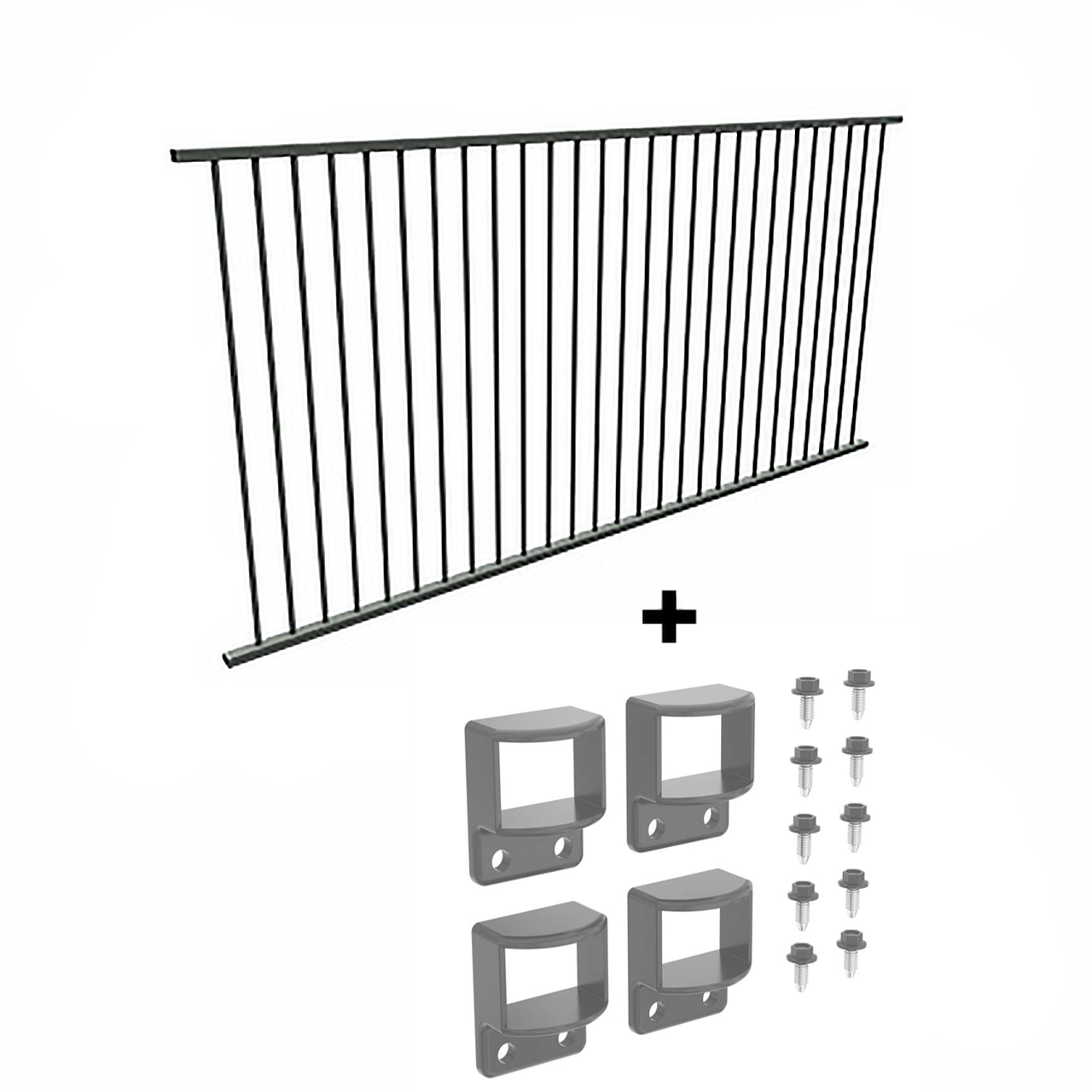 Panel + Fittings Package Deal - Pool Fence Panel PLUS Fittings Set - Aluminium. - 2.45m x 1.2m high - Image 2