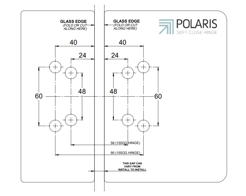 Polaris 155 Soft Close Retrofit Hydraulic Hinge Glass to Glass Replace old Spring Hinges