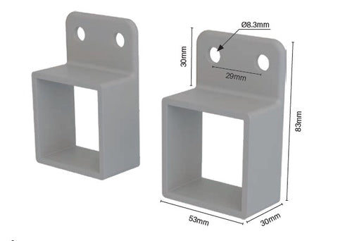 Aluminium horizontal bracket Pack of 2 - includes 8x tek screws CLOSED SIDE