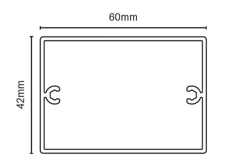 Slotted mid-rail 60mm x 42mm NIL SPACING 5800MM LONG