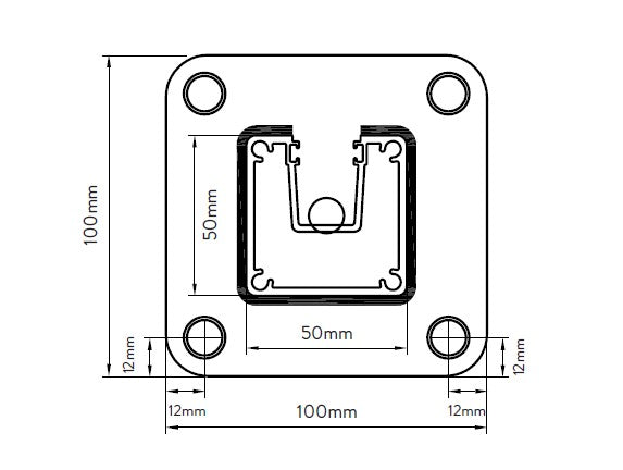 AUSTRALIS DELUXE BALUSTRADE - ONE WAY BASE PLATED POST 1050mm