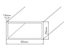 AUSTRALIS BALUSTRADE - OFFSET ALUMINIUM HANDRAIL, 5800mm box, 50 x 25mm