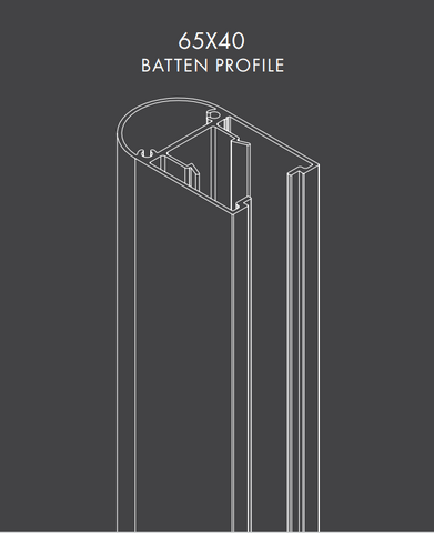 Profile Batten - 65mm x 40mm - 6100mm Long,  Curved Aluminium Battens