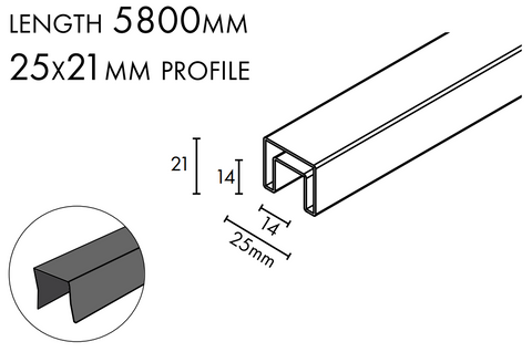 Nanorail Handrail - MATT WHITE -  25 x 21mm - 5800MM LENGTH
