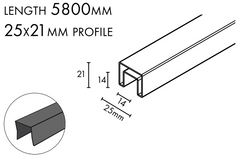 Nanorail Handrail - MATT WHITE - 25 x 21mm - 5800MM LENGTH
