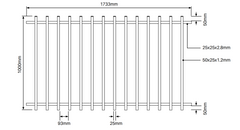 BARR Balustrade panel Aluminium Blade Fence Panel - 1000mm H x 1733mm W - White / Black, Batten Fence