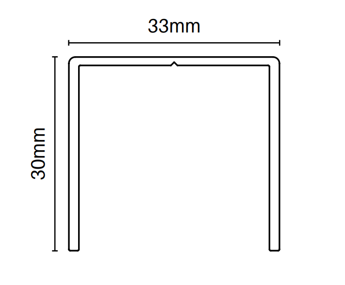 U Channel - Extrusion - 6000MM LONG  30mm x 33mm