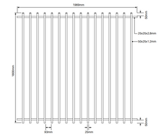 BARR Fence Panel, Aluminium Blade Fence Panel - 1800mm H x 1969mm W - White / Black, Pool Safe, Batten Fence