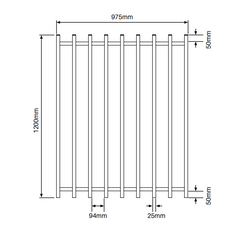 BARR 50 x 25 Aluminium Blade Gate - 1200mm H x 975mm W - White / Black - Pool Safe - Batten Gate