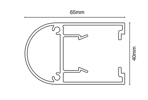 Profile Batten - 65mm x 40mm - 6100mm Long,  Curved Aluminium Battens