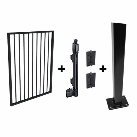 Pool Safe Gate Kit -  Aluminium Pool Gate Package - with flanged 1300mm latch post to bolt down option.