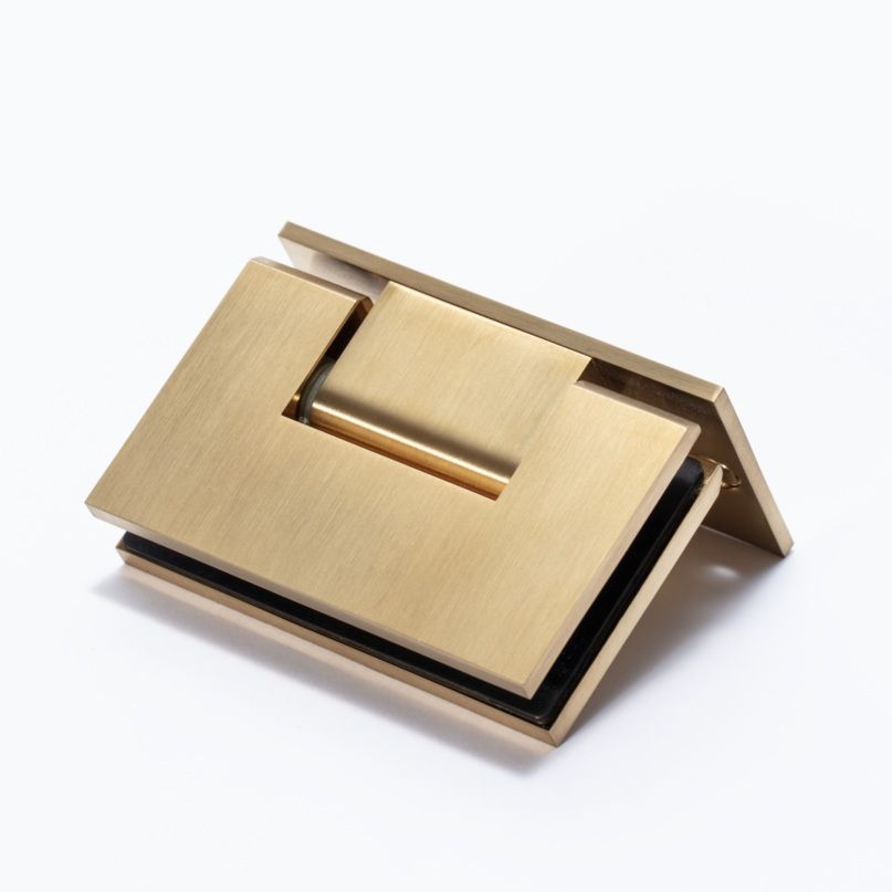 FORGE BRUSHED BRASS SHOWER HINGE GLASS TO WALL L-SHAPE 90 DEGREE 10mm glass - Brushed Brass