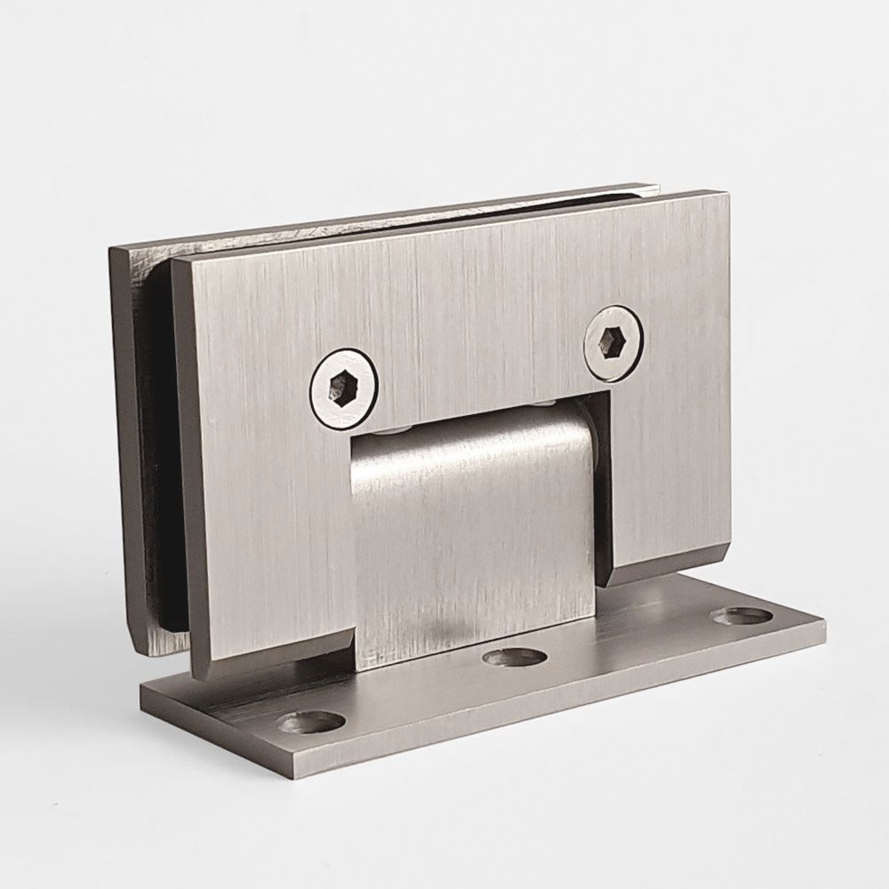 FORGE BRUSHED NICKEL SHOWER HINGE GLASS TO WALL L-SHAPE 90 DEGREE 10mm glass - Brushed Nickel