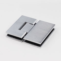 FORGE SHOWER HINGE HEAVY DUTY GLASS TO GLASS 180 Degrees 10mm and 12mm glass glass - Satin Chrome