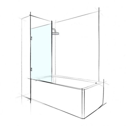 Fixed Bath Shower Screen, 1500 x 750mm with 2 x wall brackets