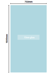 Fixed Bath Shower Screen, 1500 x 750mm with 2 x wall brackets