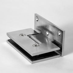 FORGE SHOWER HINGE HEAVY DUTY GLASS TO WALL L-SHAPE 90 Degrees - Satin Chrome