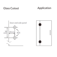 FORGE SHOWER HINGE GLASS TO GLASS BIFOLD 10mm glass - Matt Black