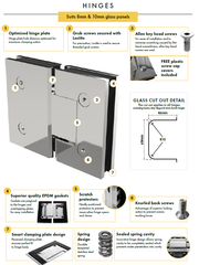 Offset wall to glass frameless shower screen hinge - Gunmetal Grey
