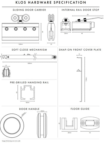 KLOS Sliding Internal Glass Door Hardware Kit,