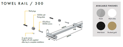 Towel Rail, 900mm, 600mm, 300mm, Stainless Steel, Choose Finish