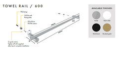 Towel Rail, 900mm, 600mm, 300mm, Stainless Steel, Choose Finish