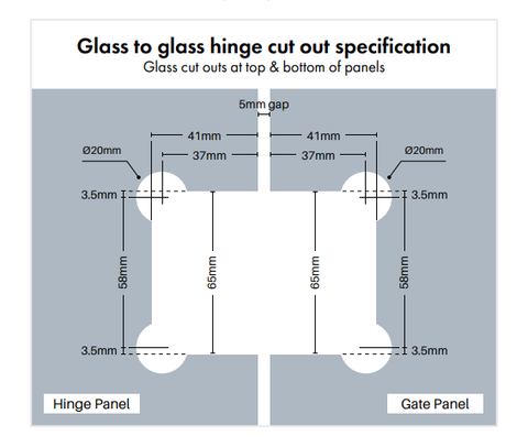 Polaris 125 Soft Close Hinge - 1 Pair, Self Closing Pool Fence Glass Gate