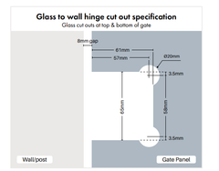 Polaris Soft Close Hinges, POLARIS 125 GLASS TO WALL, Glass Pool fence hinge, 1 x pair