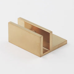 Frameless shower glass U BRACKET SQUARE WITH HORIZONTAL LEG 10mm glass - Brushed Brass
