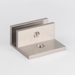 Frameless shower glass U BRACKET SQUARE WITH HORIZONTAL LEG 10mm glass - Brushed Nickel