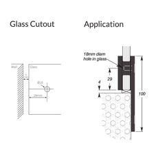 BRACKET SQUARE GLASS TO WALL 180 Degrees - Image 3